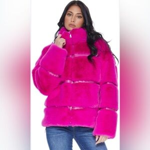 Blue Revival Vibrant Pink faux fur Jacket for Women